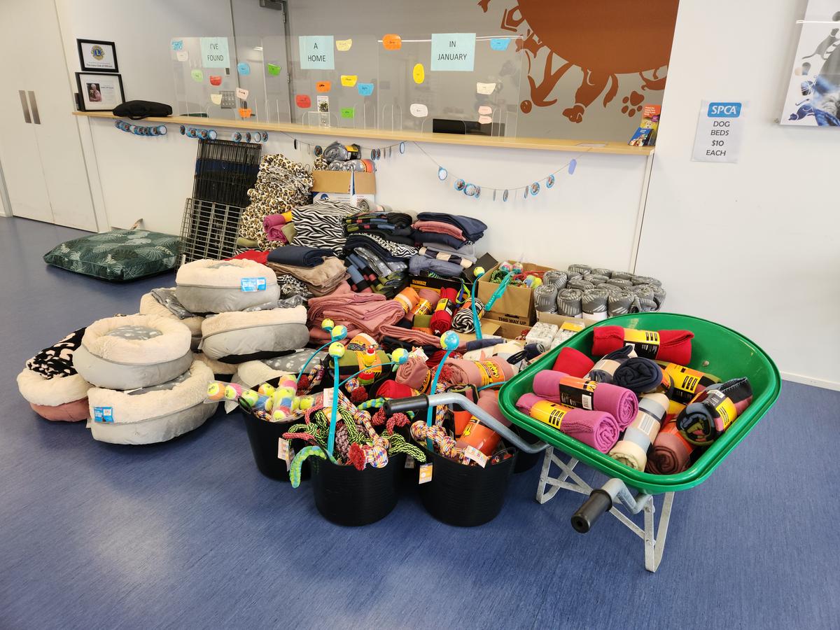 Donations given to SPCA by Maureen Hawthorn.